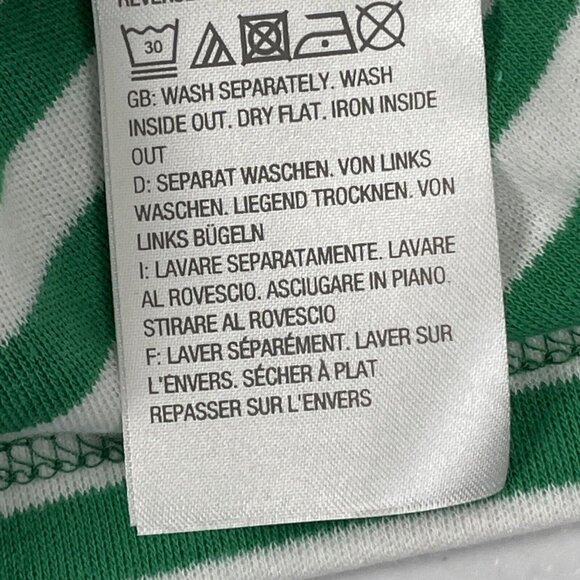 Quacker Factory Top Womens Size Large Green Striped Rhinestone Cross Lace Sleeve - Picture 11 of 14